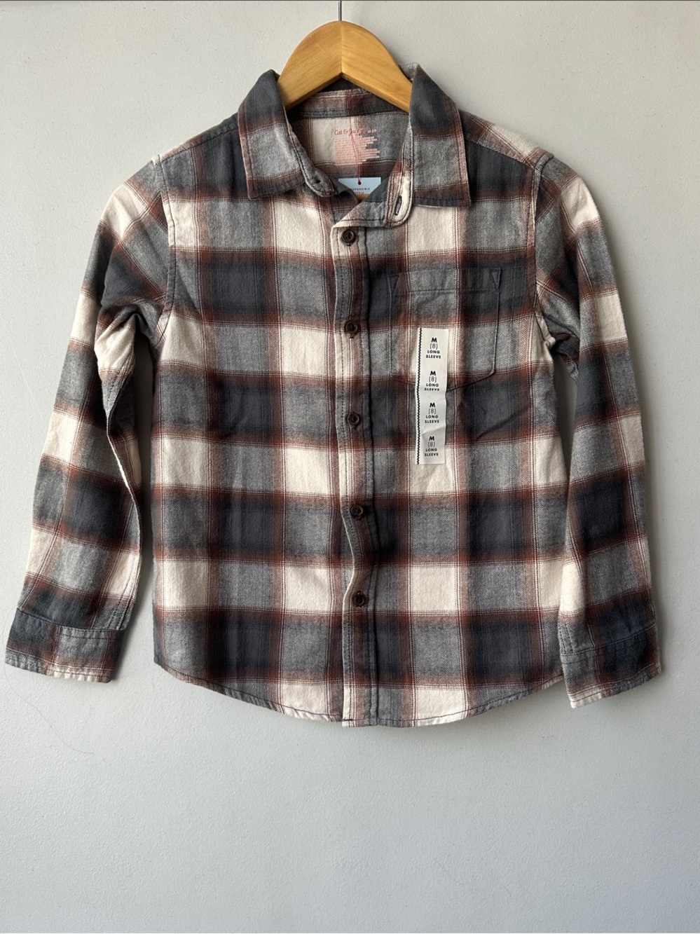 Cat & Jack Gray, Brown & Cream Plaid Button-Down Shirt